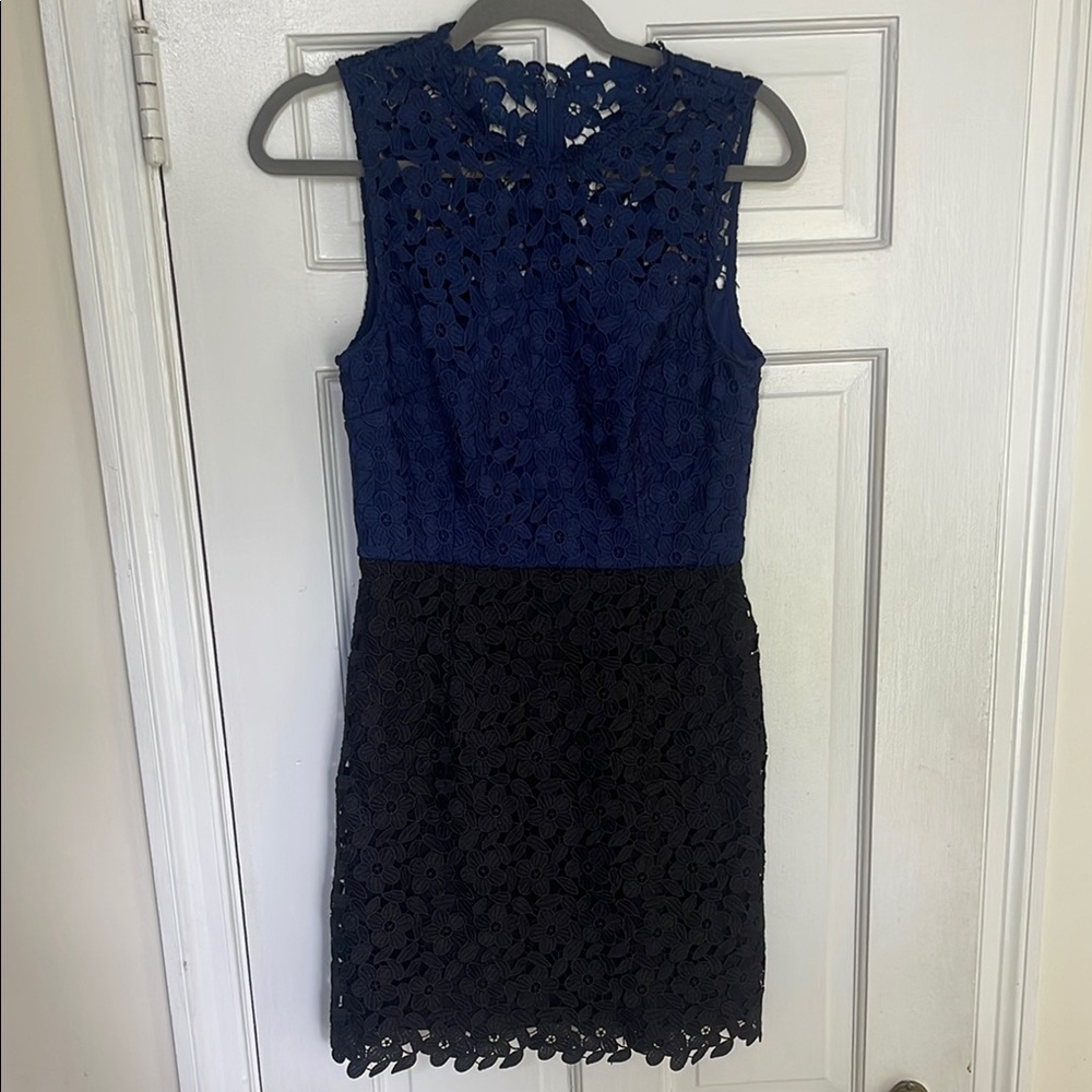 Cynthia Rowley Blue and Black Sheath Mini Dress